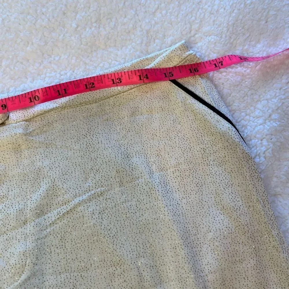 Chaser Lounge‎ Pants Cream Size Medium Gold Glitter Polka Dot Pajama Bottoms